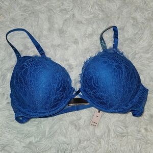 Elegant Blue Lace Bra